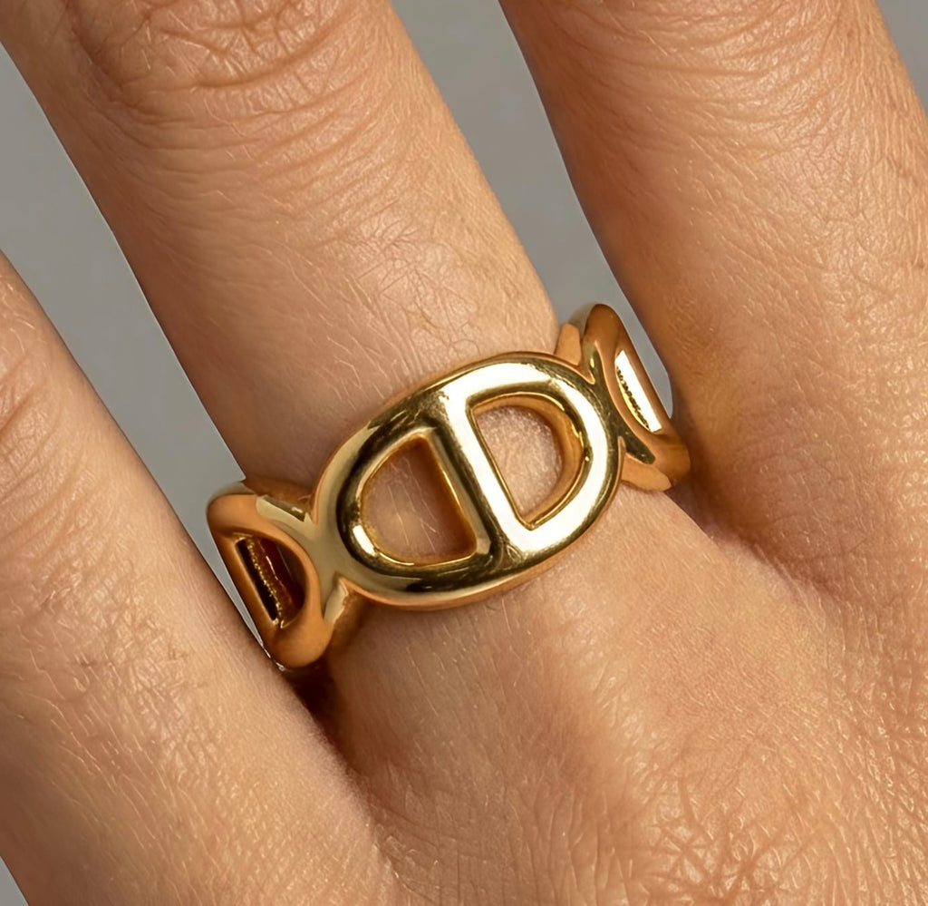 Bague lettre D – Acier inoxydable