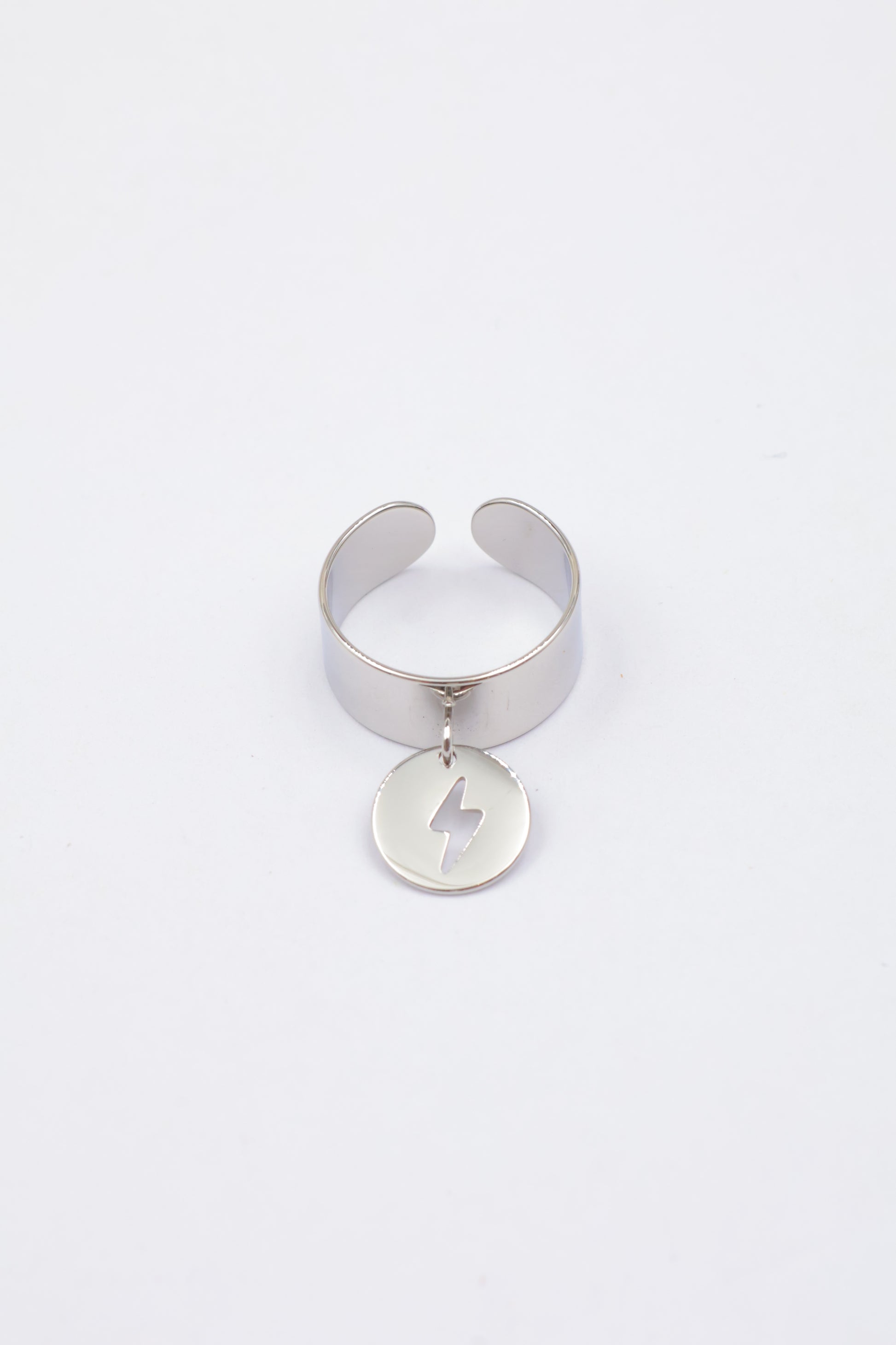 Bague ajustable avec breloque symbole éclair