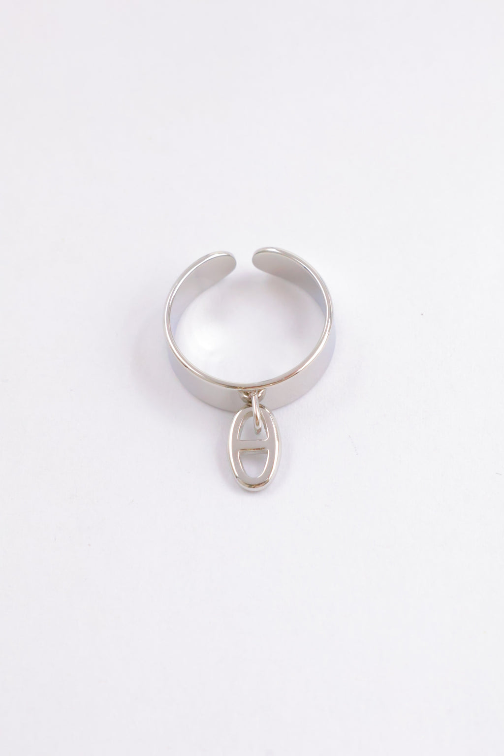 Bague pendentif ovale breloque petite – Acier inoxydable (Or ou Argent)