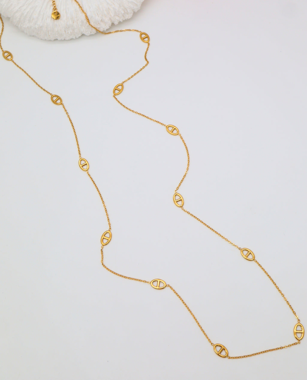 Sautoir Maillons Ovales petit tous le long - Acier inoxydable Doré ou argenté