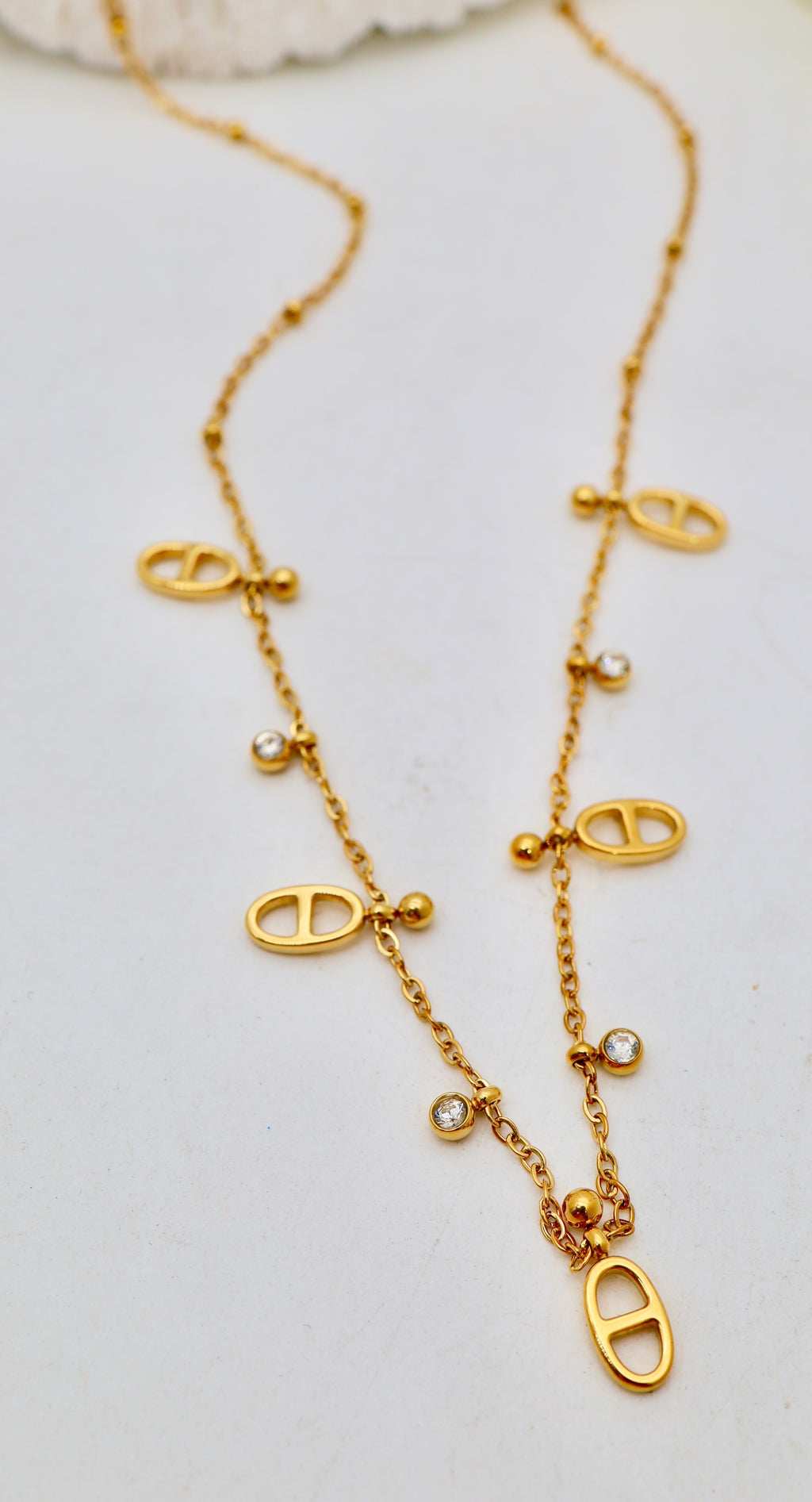 Collier Maillons Ovales & Pampilles Brillantantes