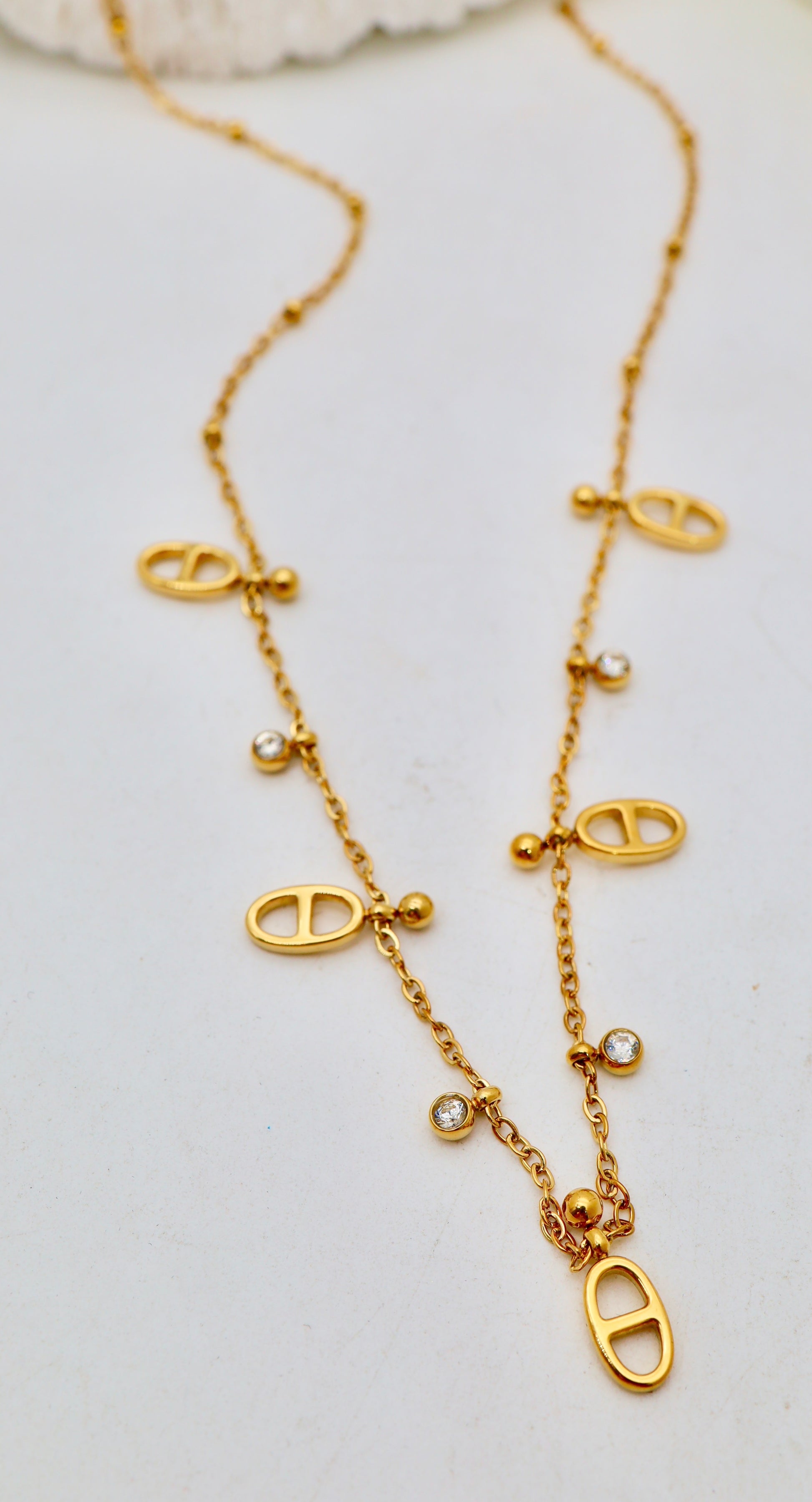 Collier Maillons Ovales & Pampilles Brillantantes