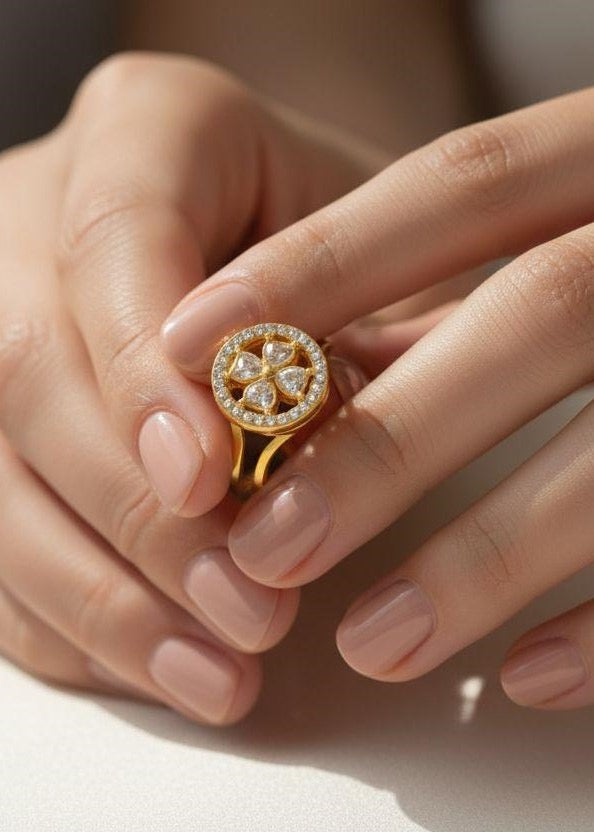 Bague anti-stress trèfles encerclé tournante-Ajustable