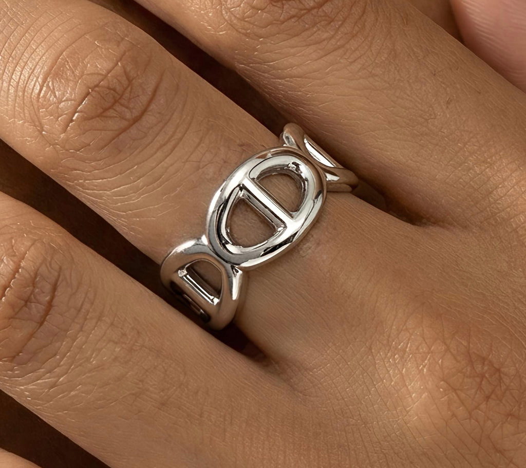 Bague lettre D – Acier inoxydable