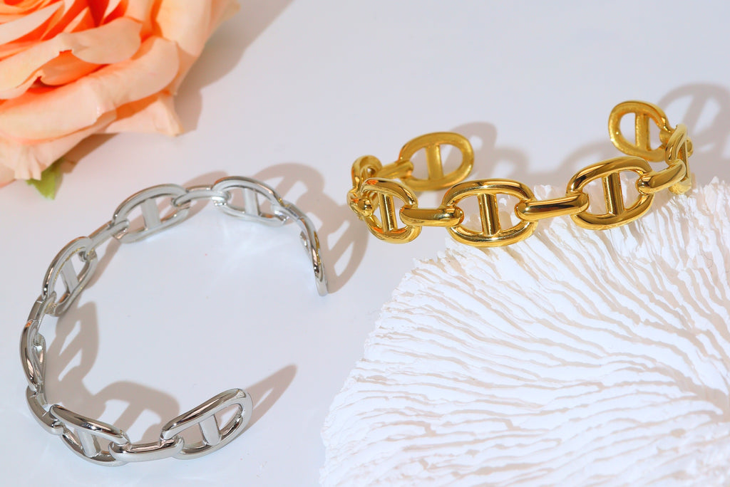 Bracelet Maillons Modernes-Acier inoxydable doré et argenté