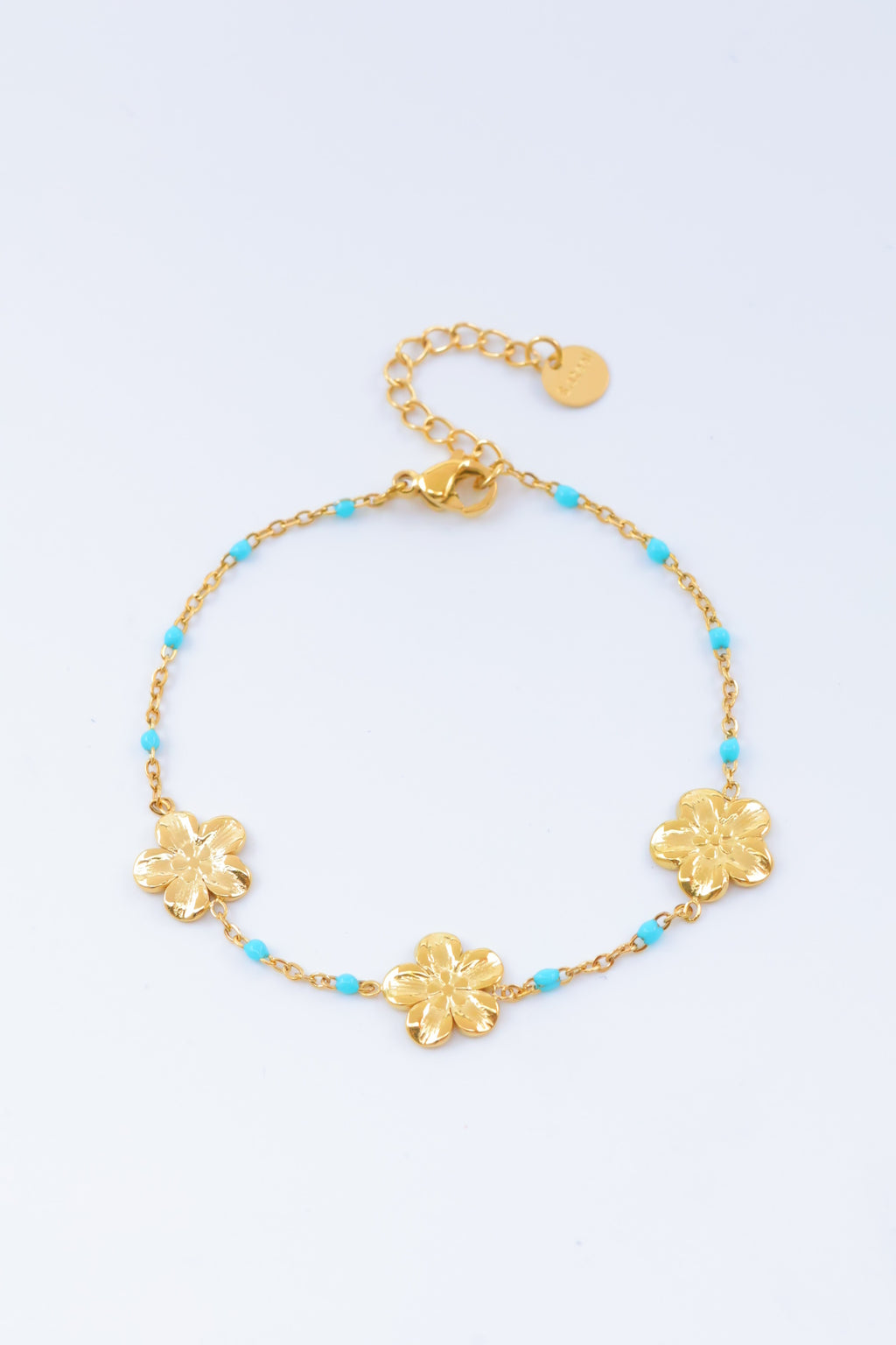 Bracelet fleurs & imitation perles de couleur – Acier inoxydable