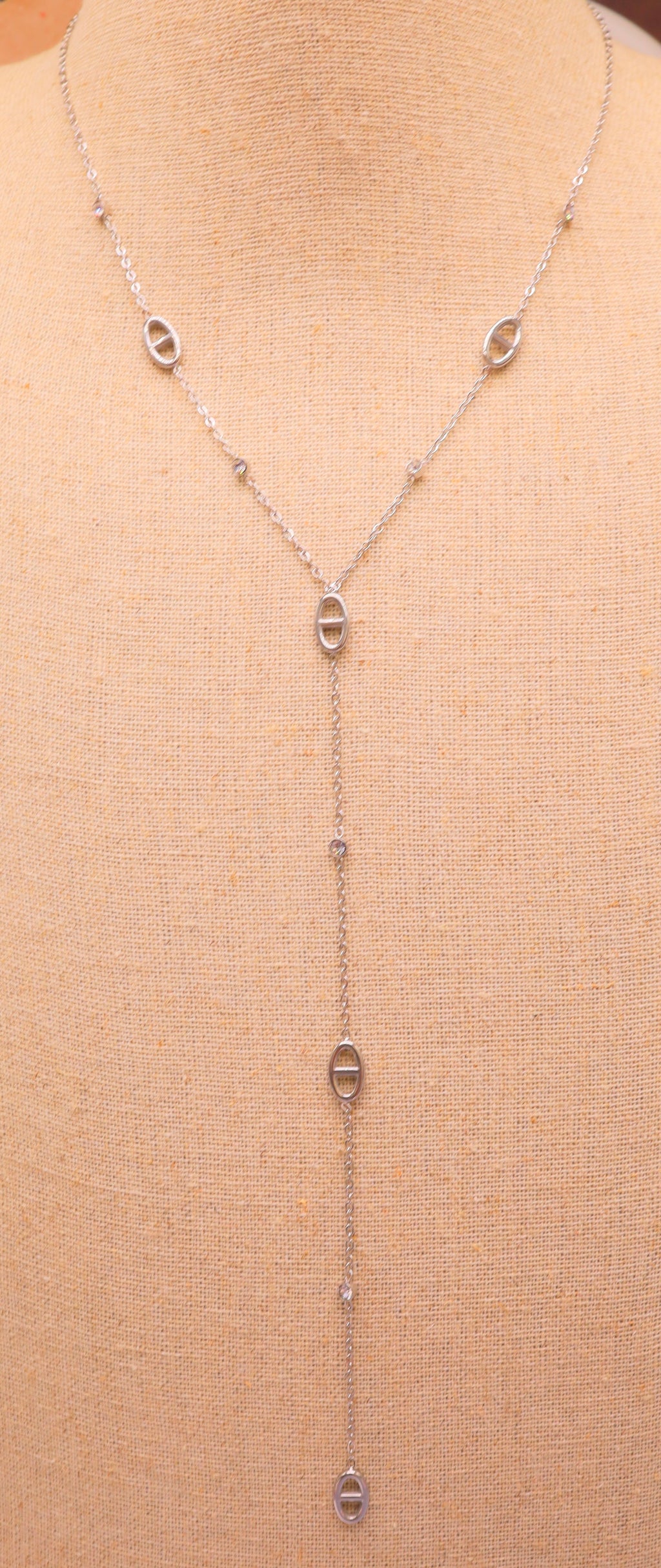 Collier Y avec strass