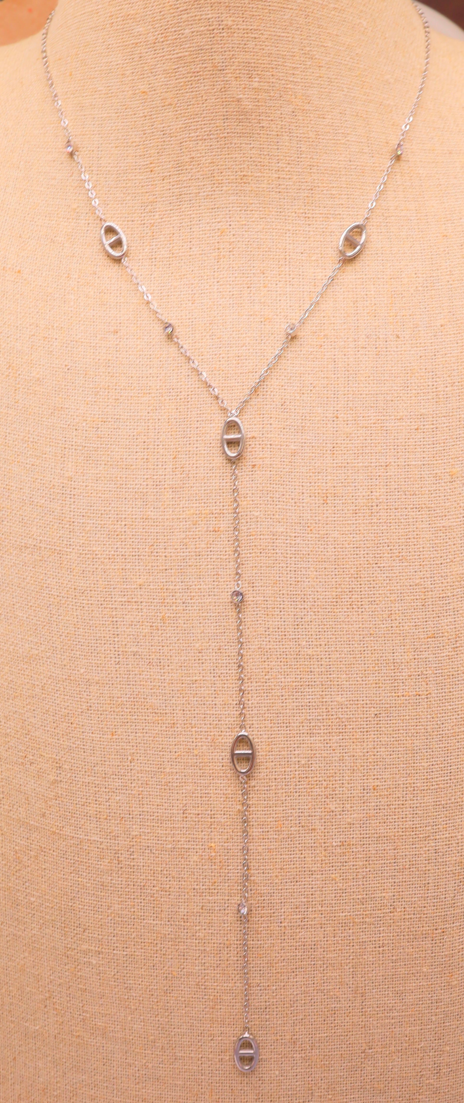 Collier Y avec strass