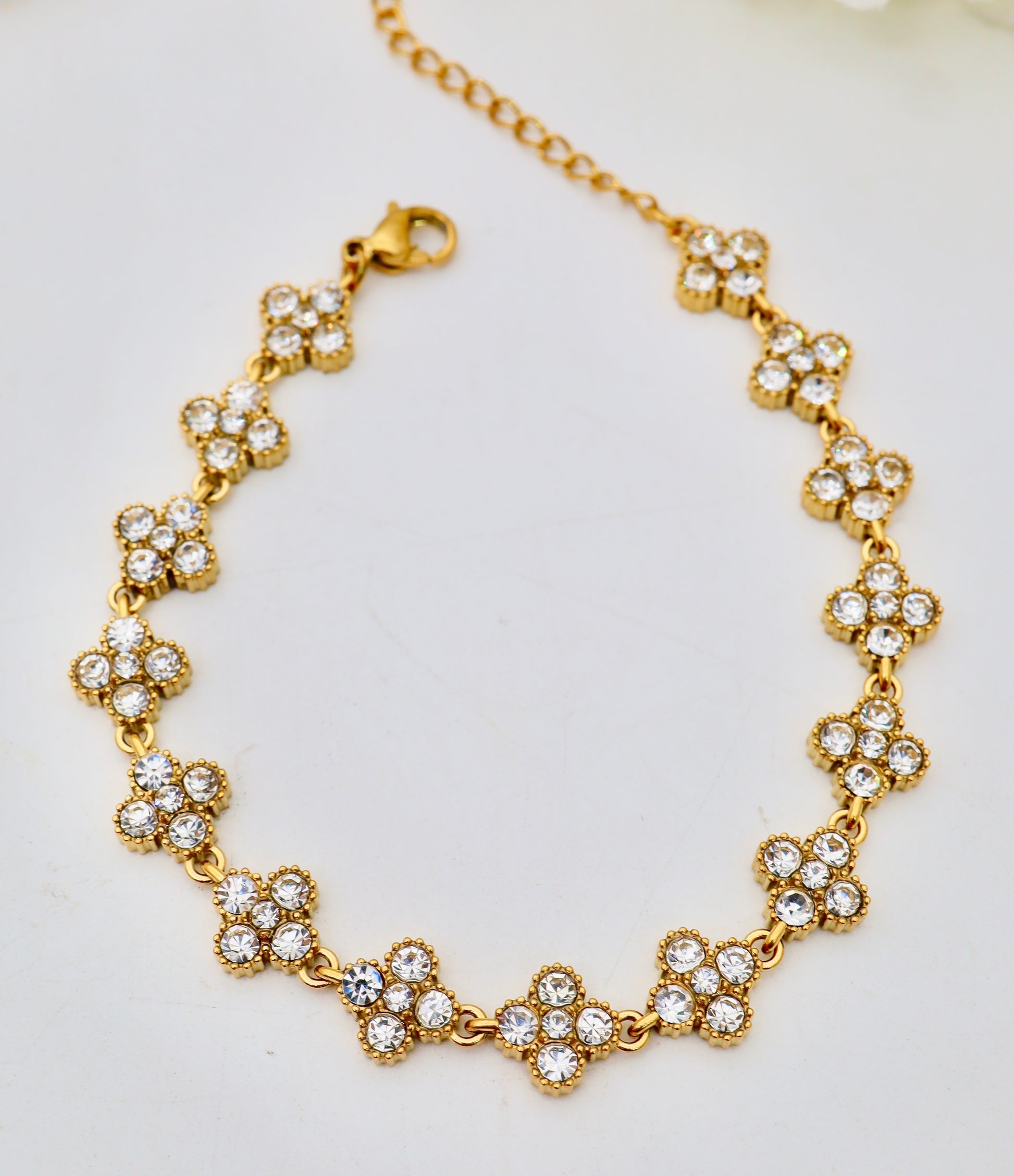 Bracelet fleurs zircon – Acier inoxydable