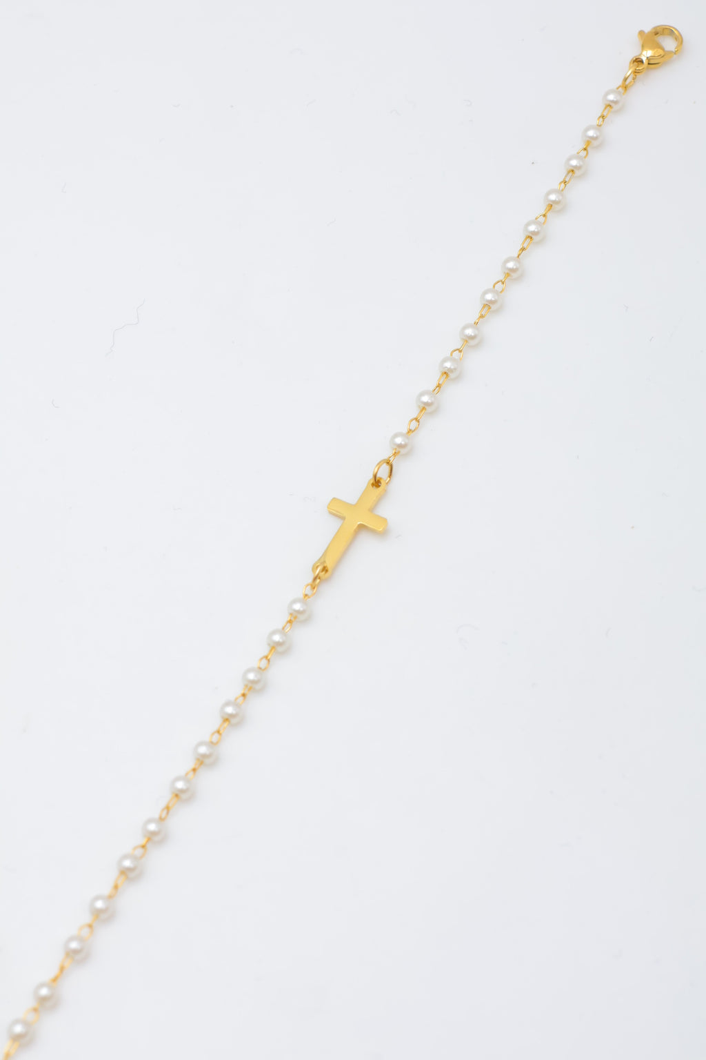 Bracelet croix & perles – Acier inoxydable