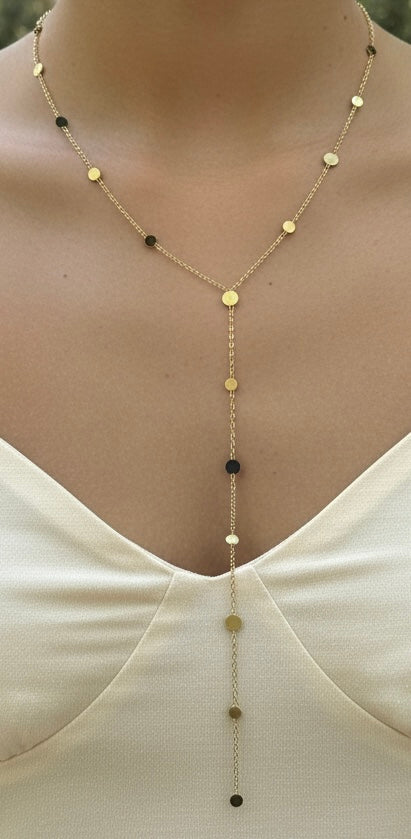 Collier Y Pastilles – Acier inoxydable doré