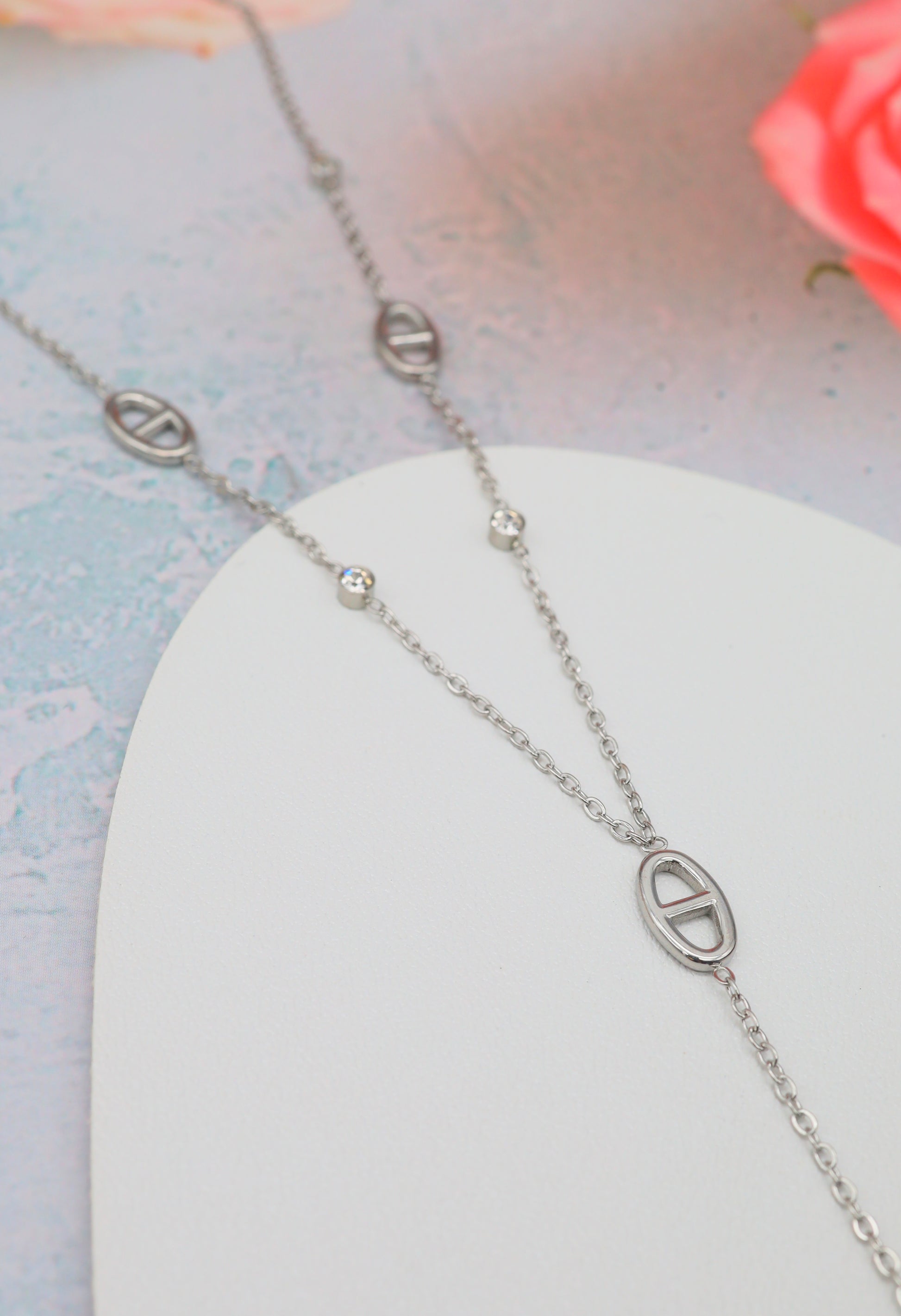 Collier Y avec strass