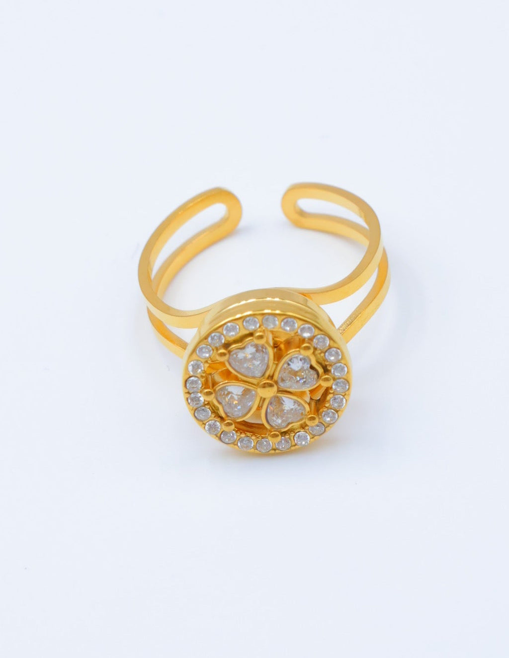 Bague anti-stress trèfles encerclé tournante-Ajustable