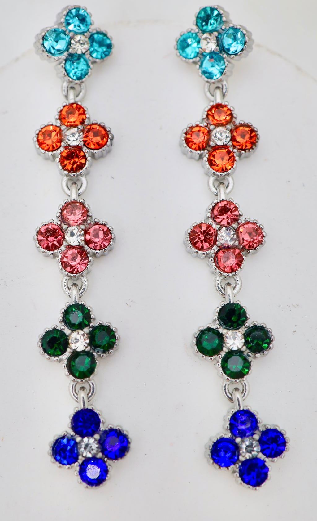 Boucles d’oreilles pendantes fleur zircon – Acier inoxydable