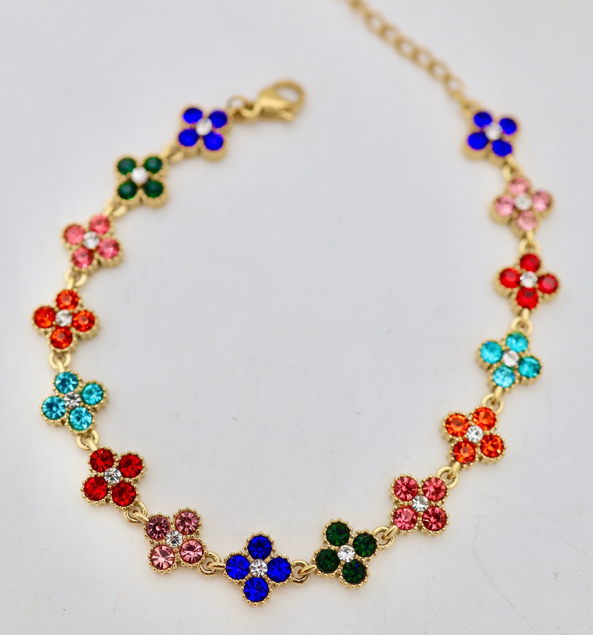 Bracelet fleurs zircon – Acier inoxydable