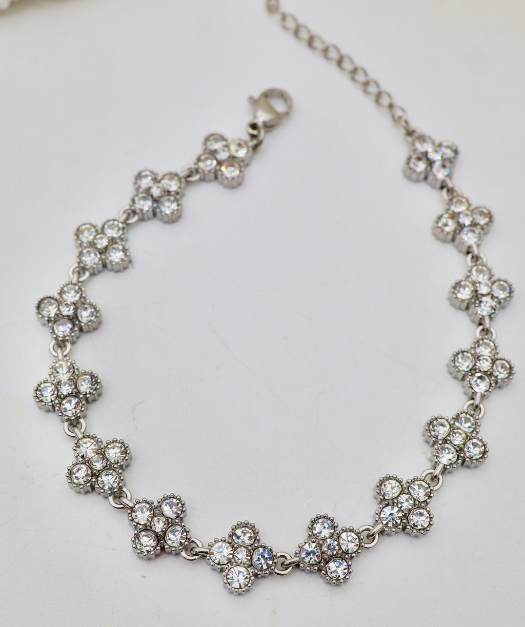Bracelet fleurs zircon – Acier inoxydable
