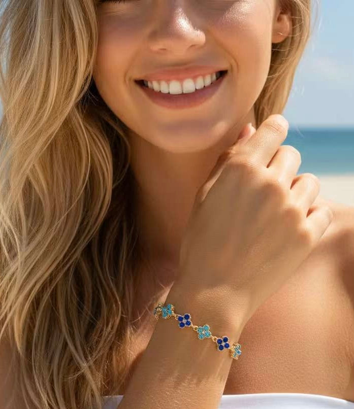 Bracelet fleurs zircon – Acier inoxydable