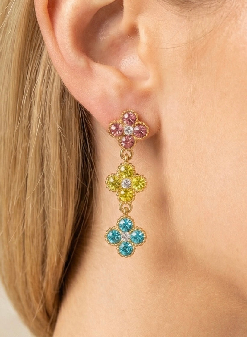 Boucles d’oreilles trèfle brillantes en acier inoxydable