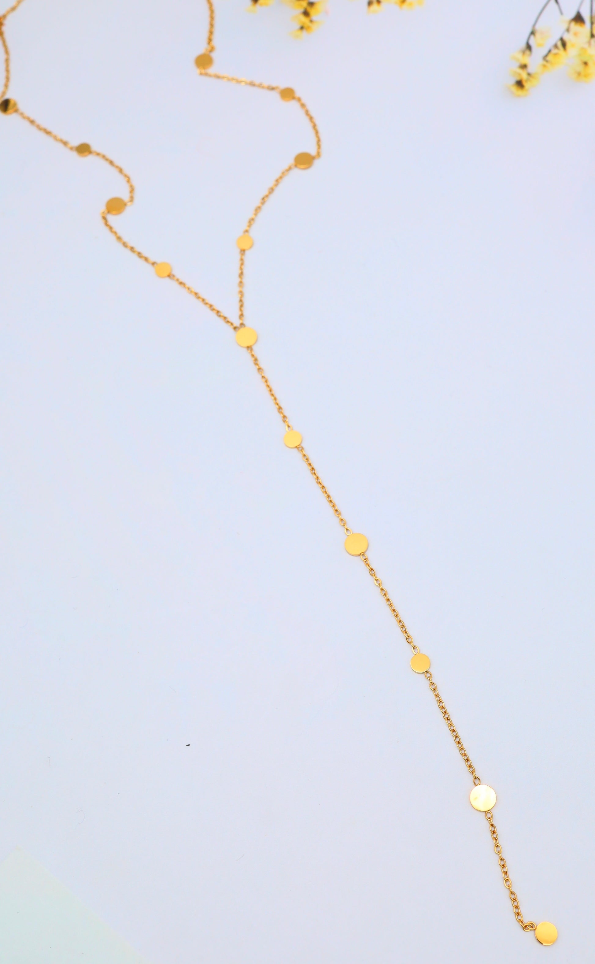Collier Y Pastilles – Acier inoxydable doré