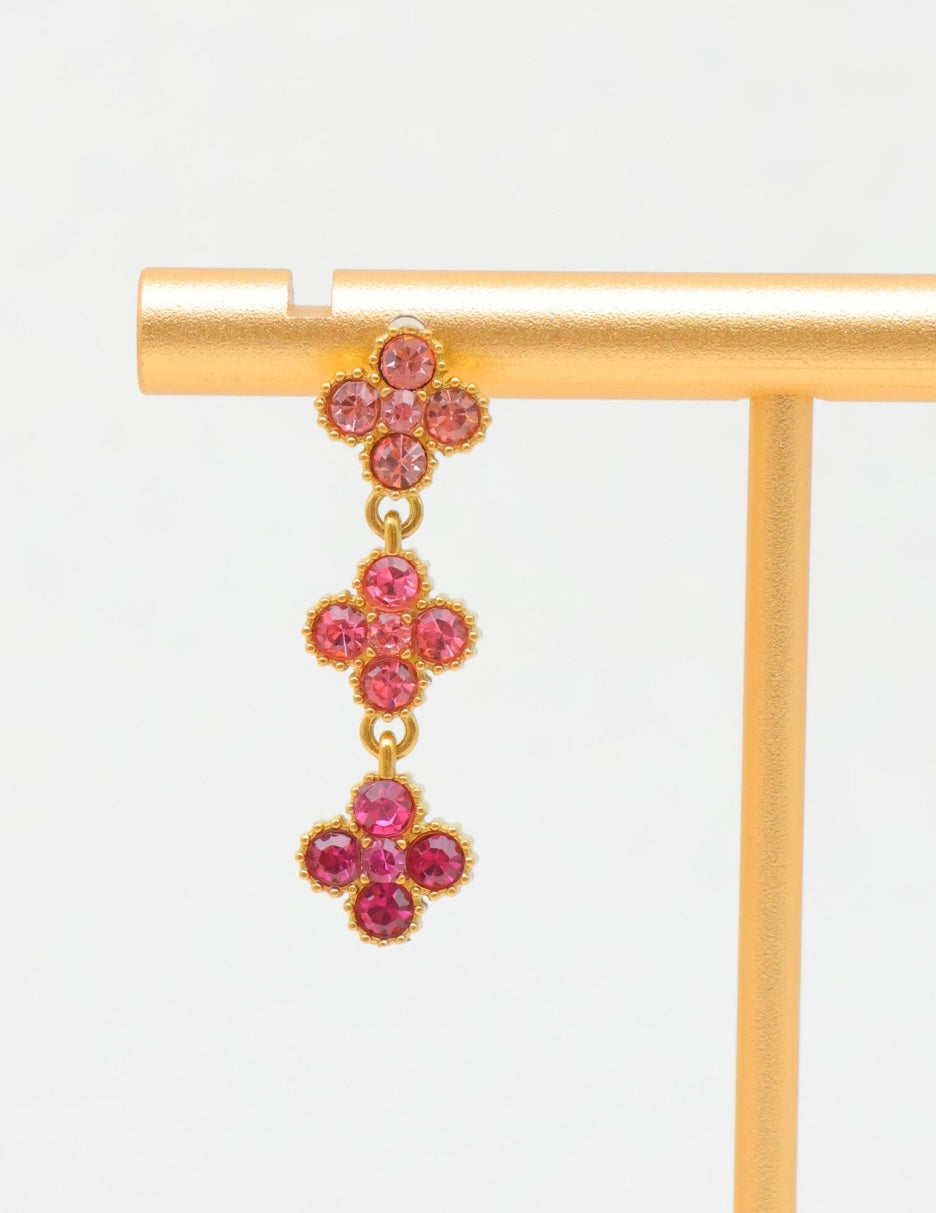 Boucles d’oreilles trèfle brillantes en acier inoxydable