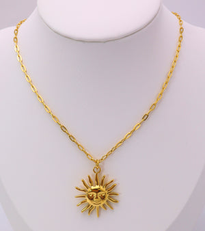 Collier Soleil Doré – Acier Inoxydable | Chaîne Maillon Ovale