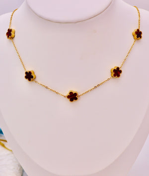 Collier modele plus petit de Trèfles  Colorés Doré – Acier Inoxydable