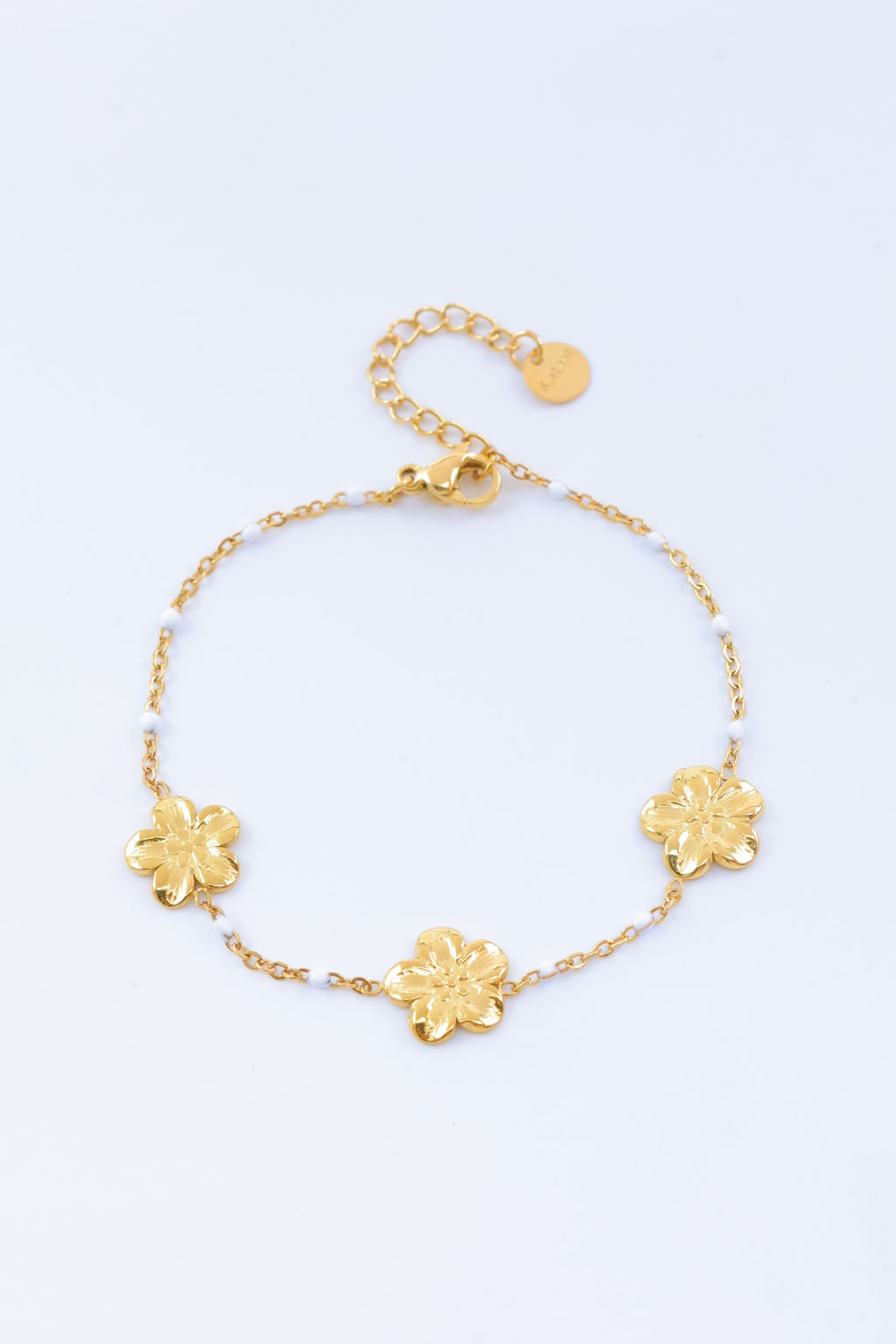 Bracelet fleurs & imitation perles de couleur – Acier inoxydable