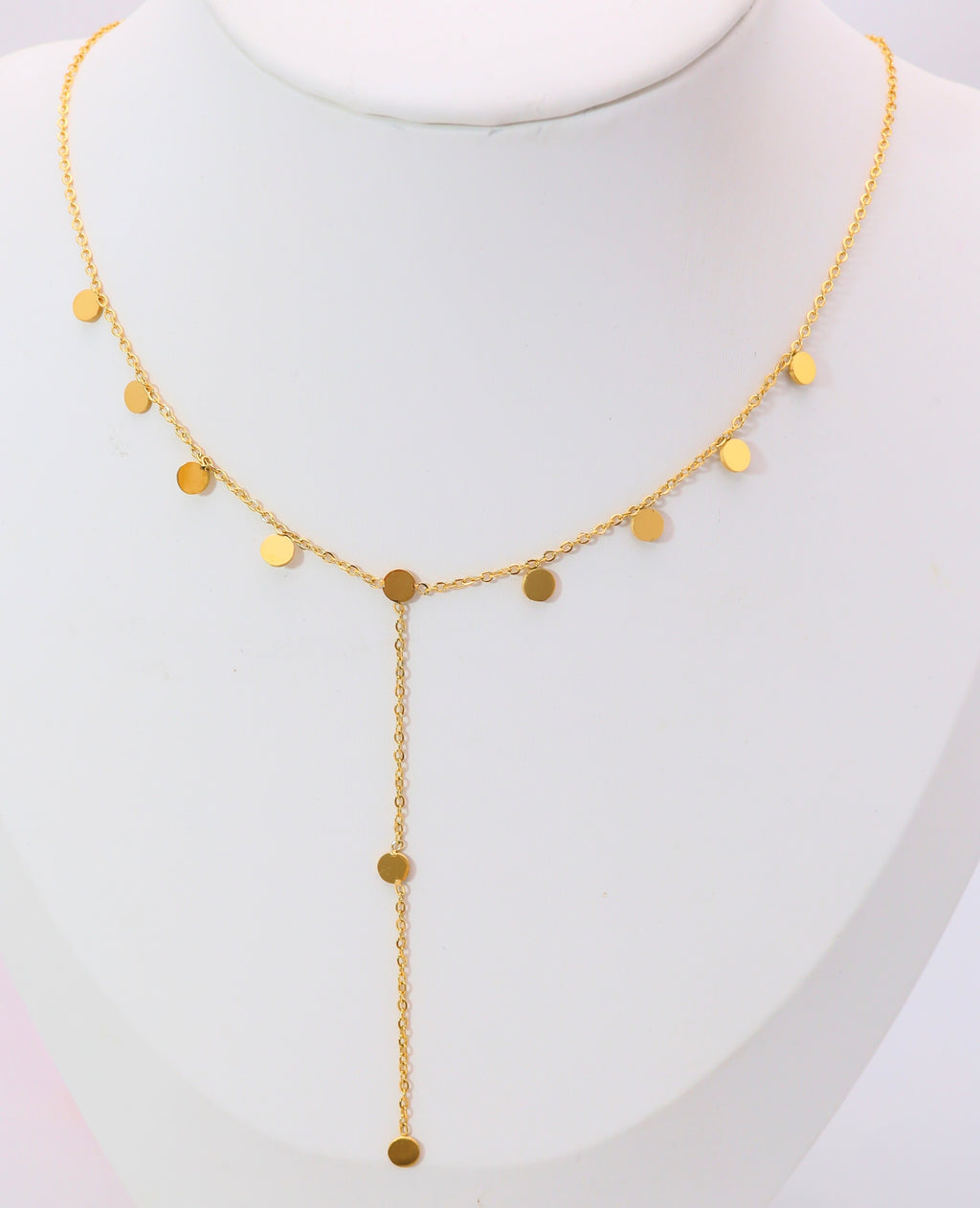 Collier Y Pastilles plus courte– Acier inoxydable doré ou argenté