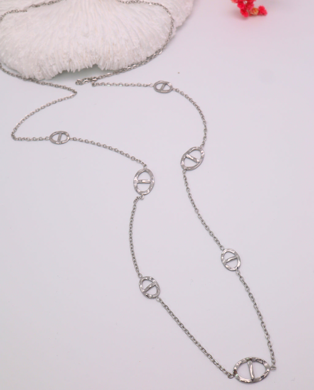 Sautoir maille ovale effet taper -Acier inoxydable doré ou argenté