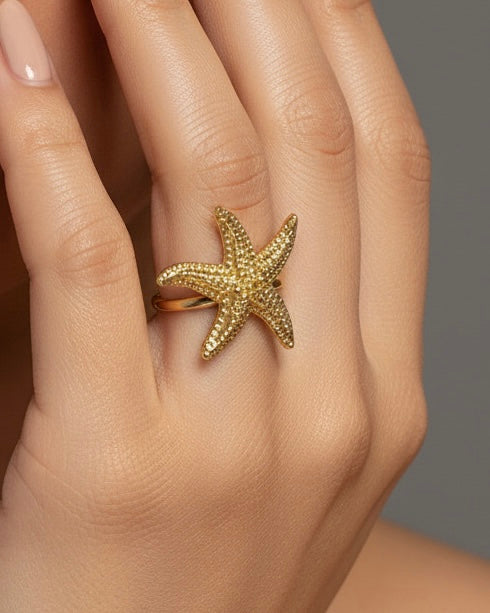 Bague Étoile de Mer – Acier Inoxydable