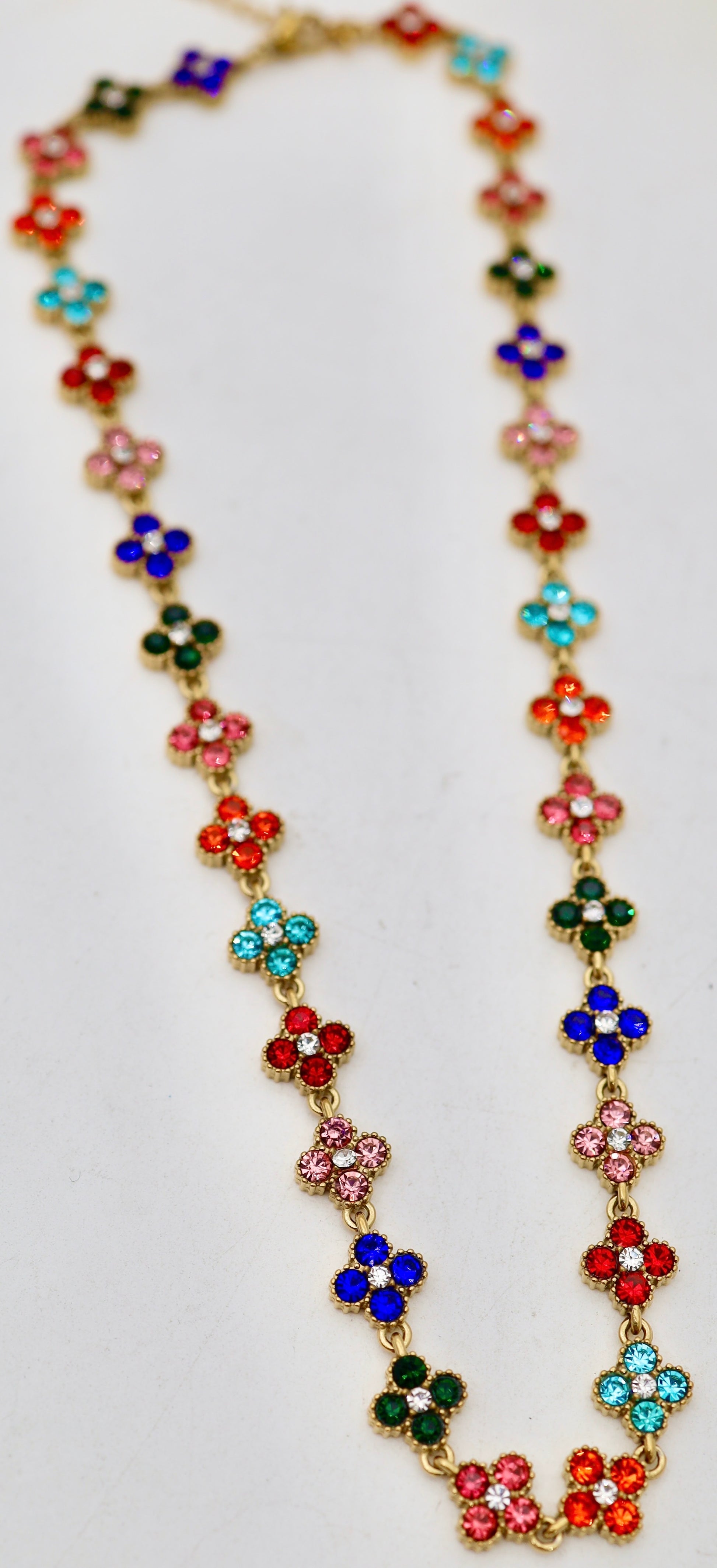 Collier fleurs zircon – Acier inoxydable