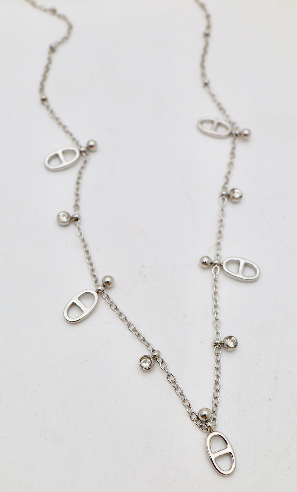 Collier Maillons Ovales & Pampilles Brillantantes