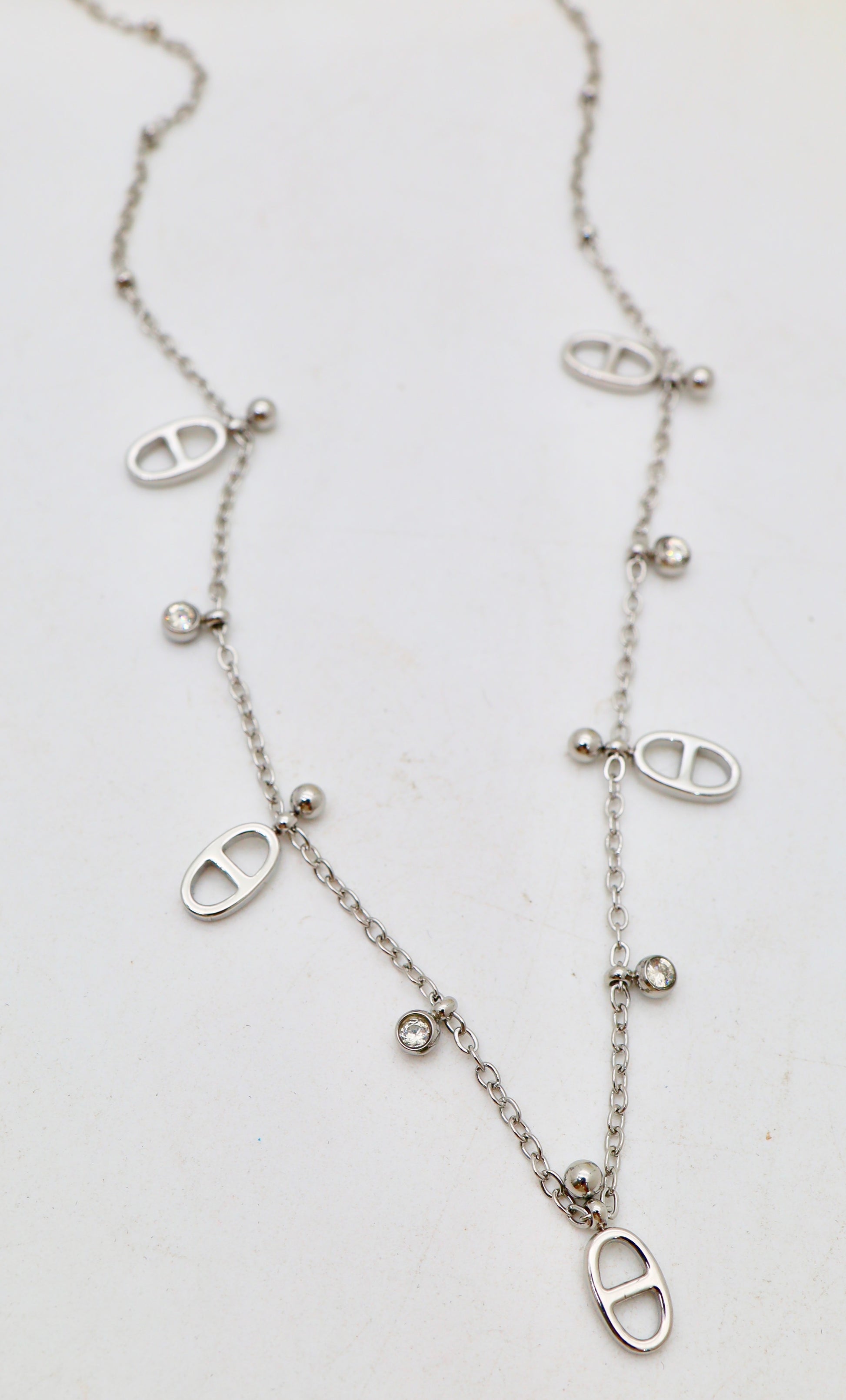 Collier Maillons Ovales & Pampilles Brillantantes