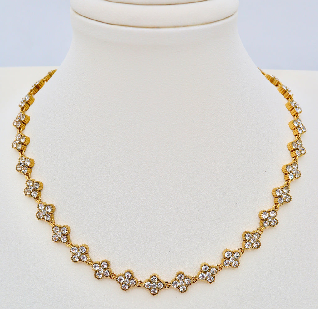 Collier fleurs zircon – Acier inoxydable