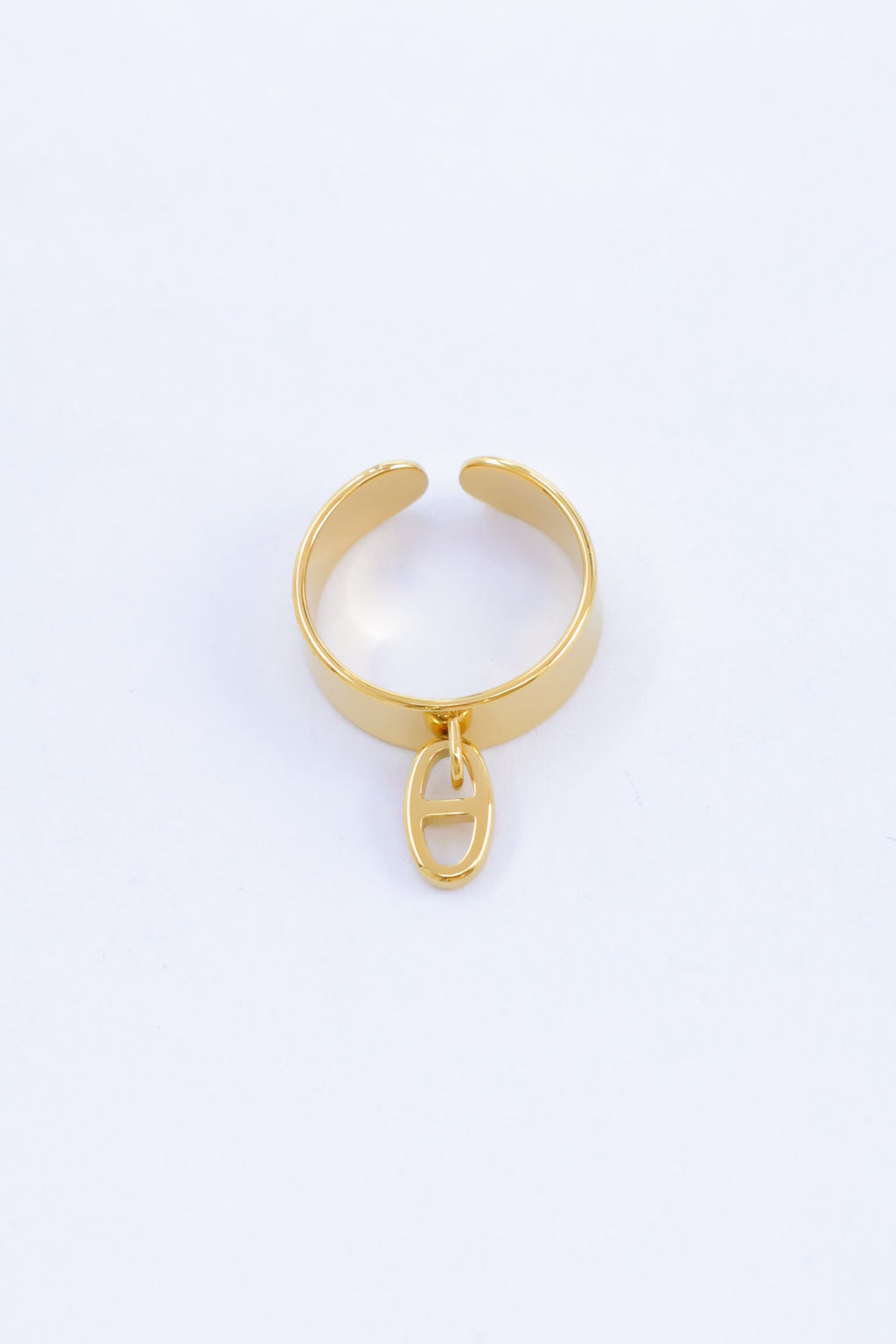 Bague pendentif ovale breloque petite – Acier inoxydable (Or ou Argent)