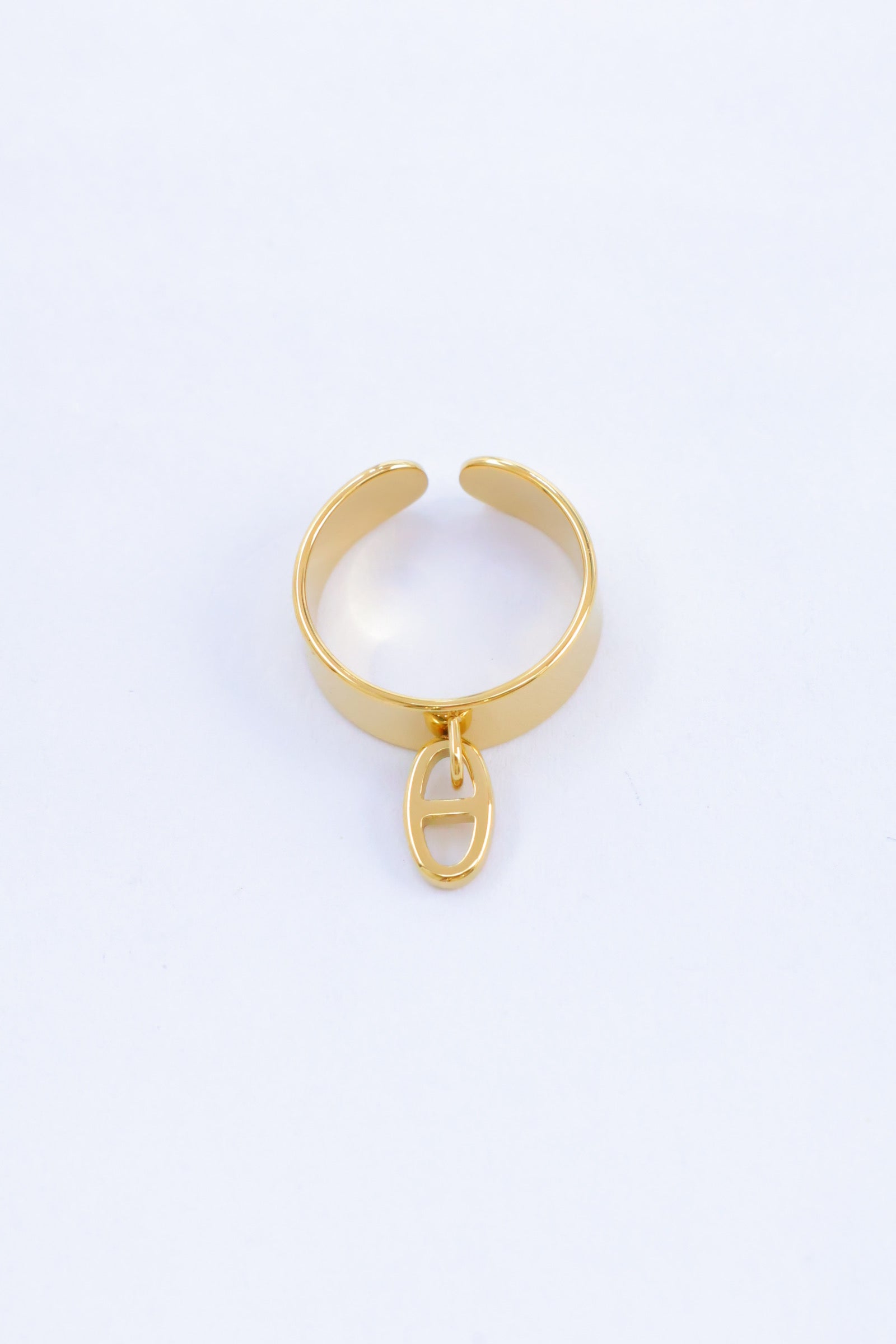 Bague pendentif ovale breloque petite – Acier inoxydable (Or ou Argent)