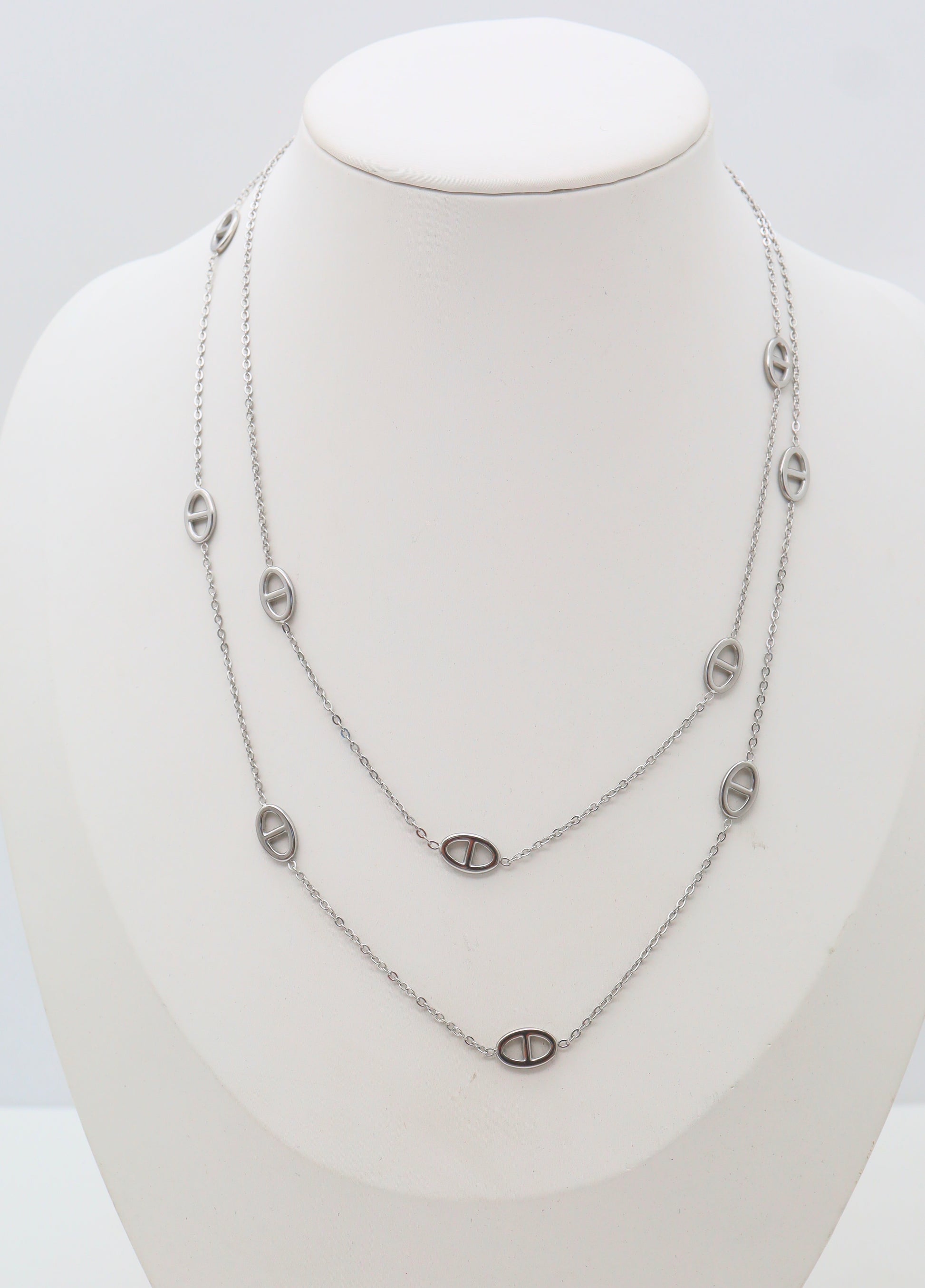 Sautoir Maillons Ovales petit tous le long - Acier inoxydable Doré ou argenté