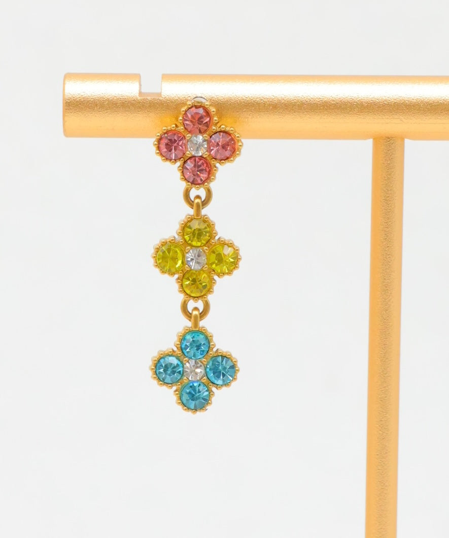 Boucles d’oreilles trèfle brillantes en acier inoxydable