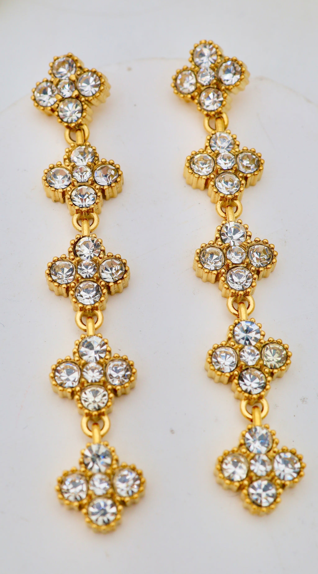 Boucles d’oreilles pendantes fleur zircon – Acier inoxydable