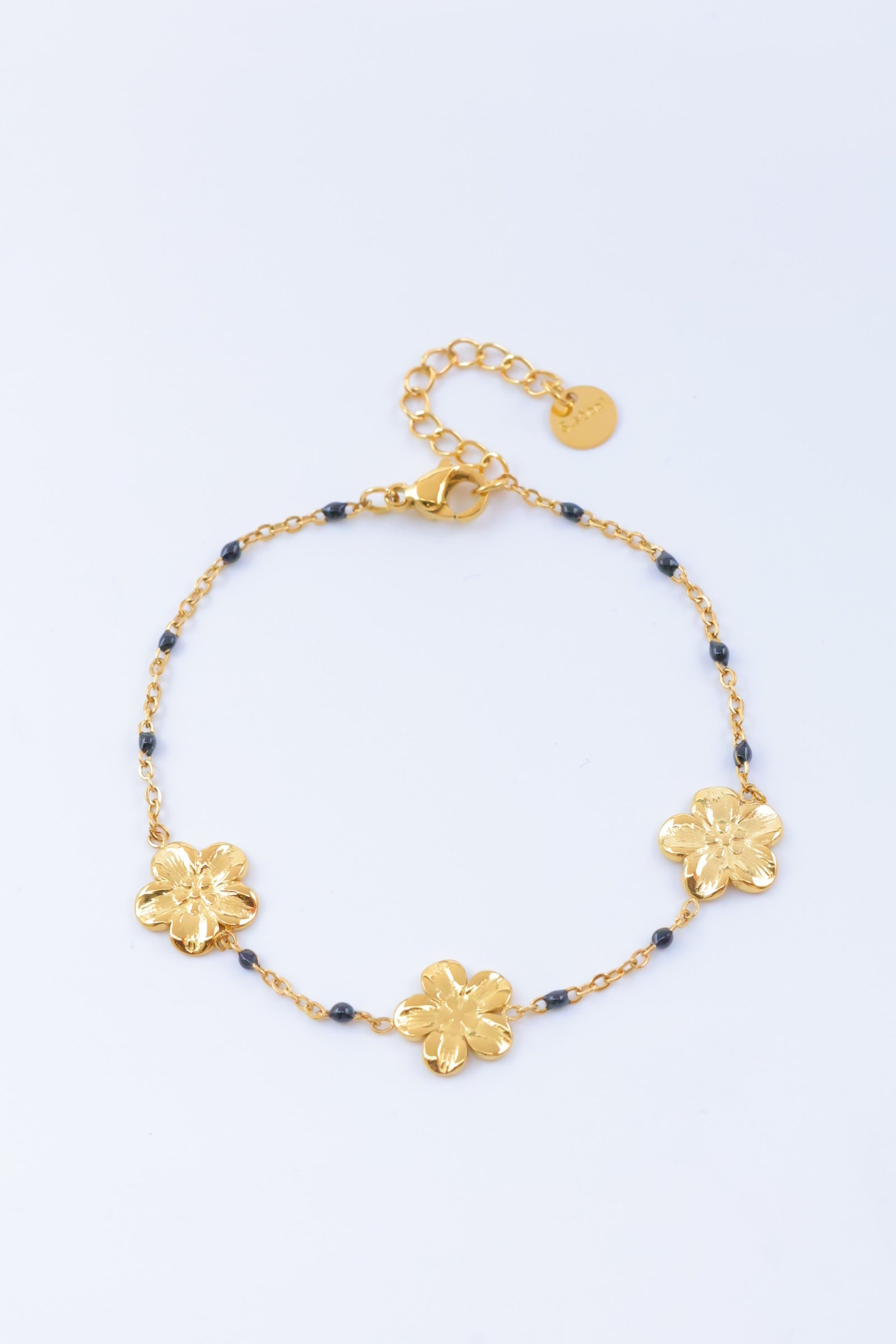Bracelet fleurs & imitation perles de couleur – Acier inoxydable