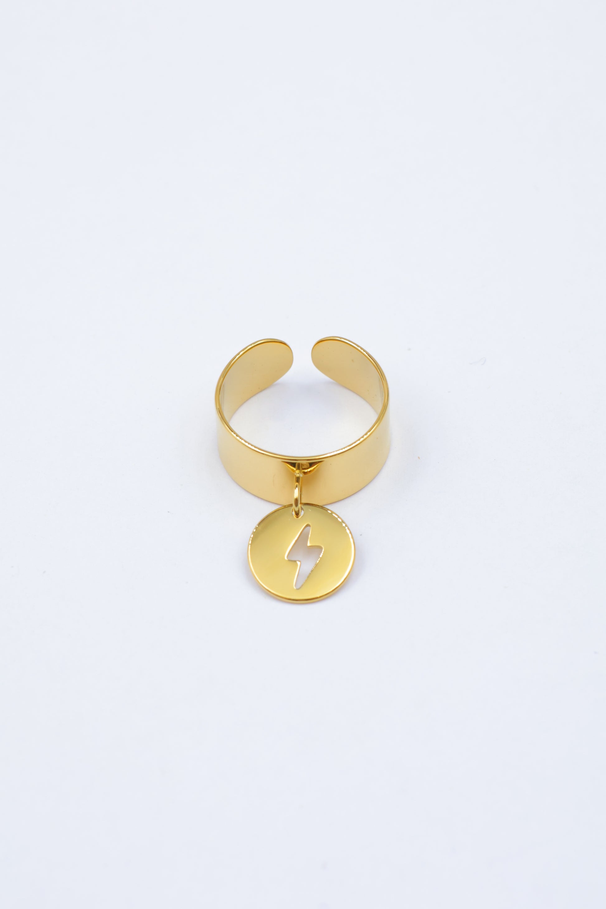 Bague ajustable avec breloque symbole éclair