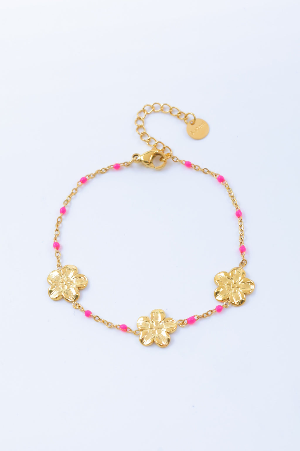 Bracelet fleurs & imitation perles de couleur – Acier inoxydable