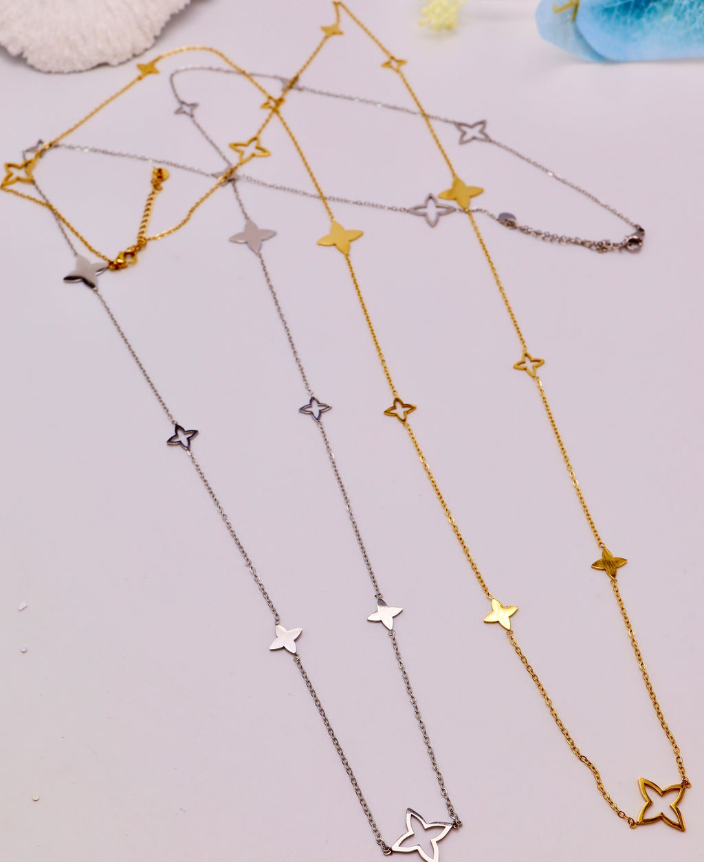 Sautoir acier inoxydable - Multi-étoiles doré & argenté