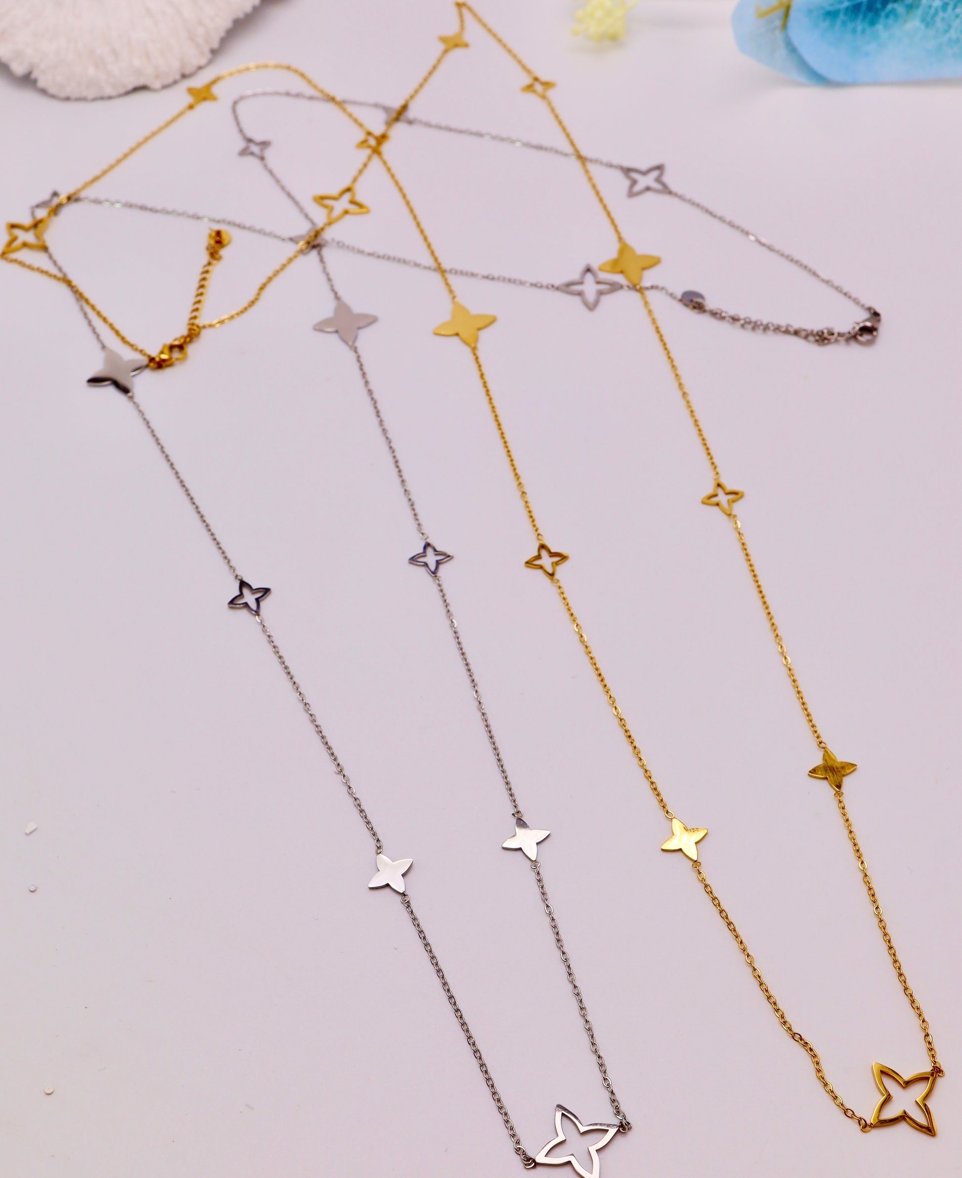 Sautoir acier inoxydable - Multi-étoiles doré & argenté