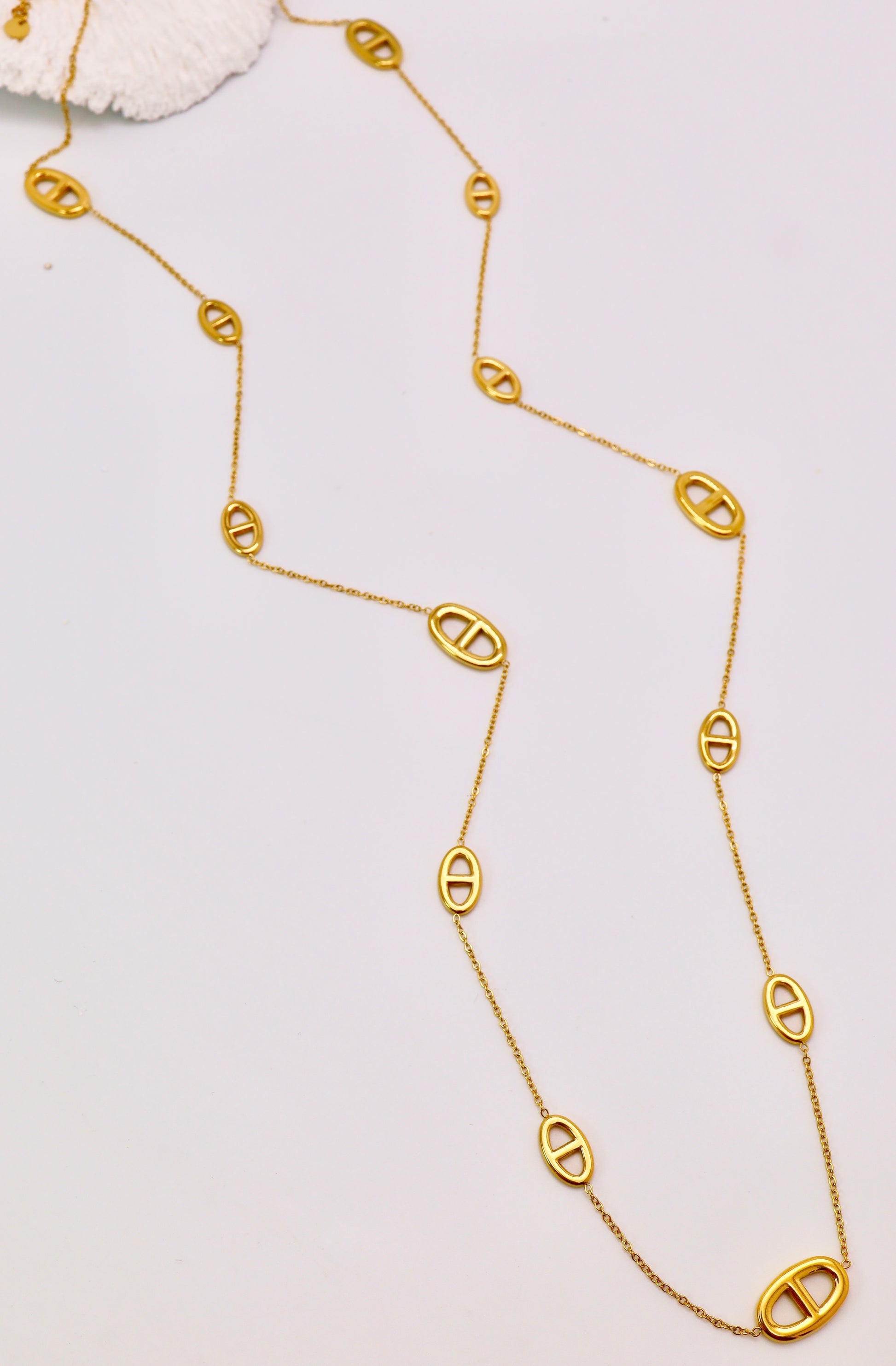Collier Long Doré à Maillons Ovales – Acier Inoxydable