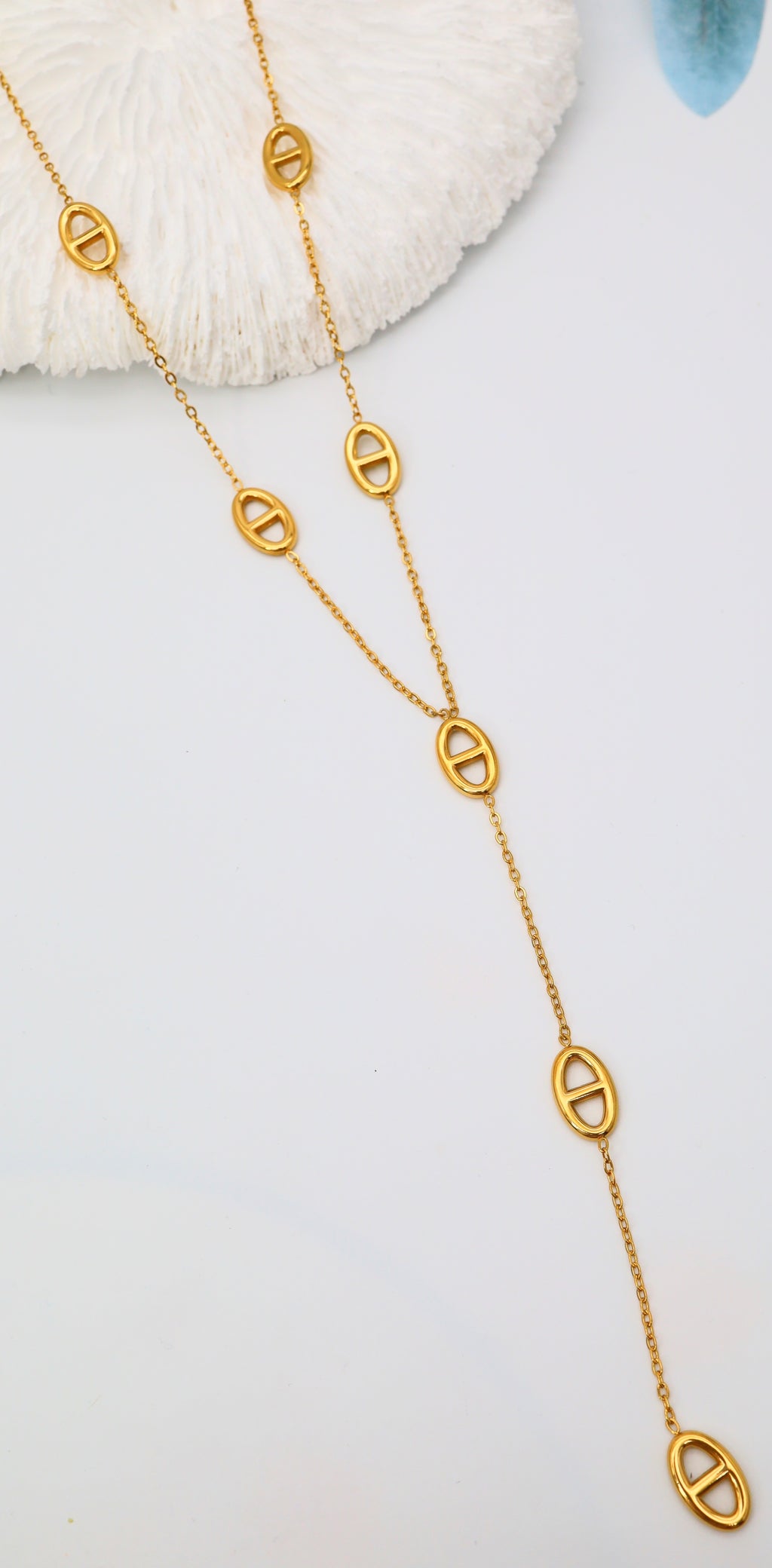 Sautoir Y Doré à Maillons Ovales – Acier Inoxydable
