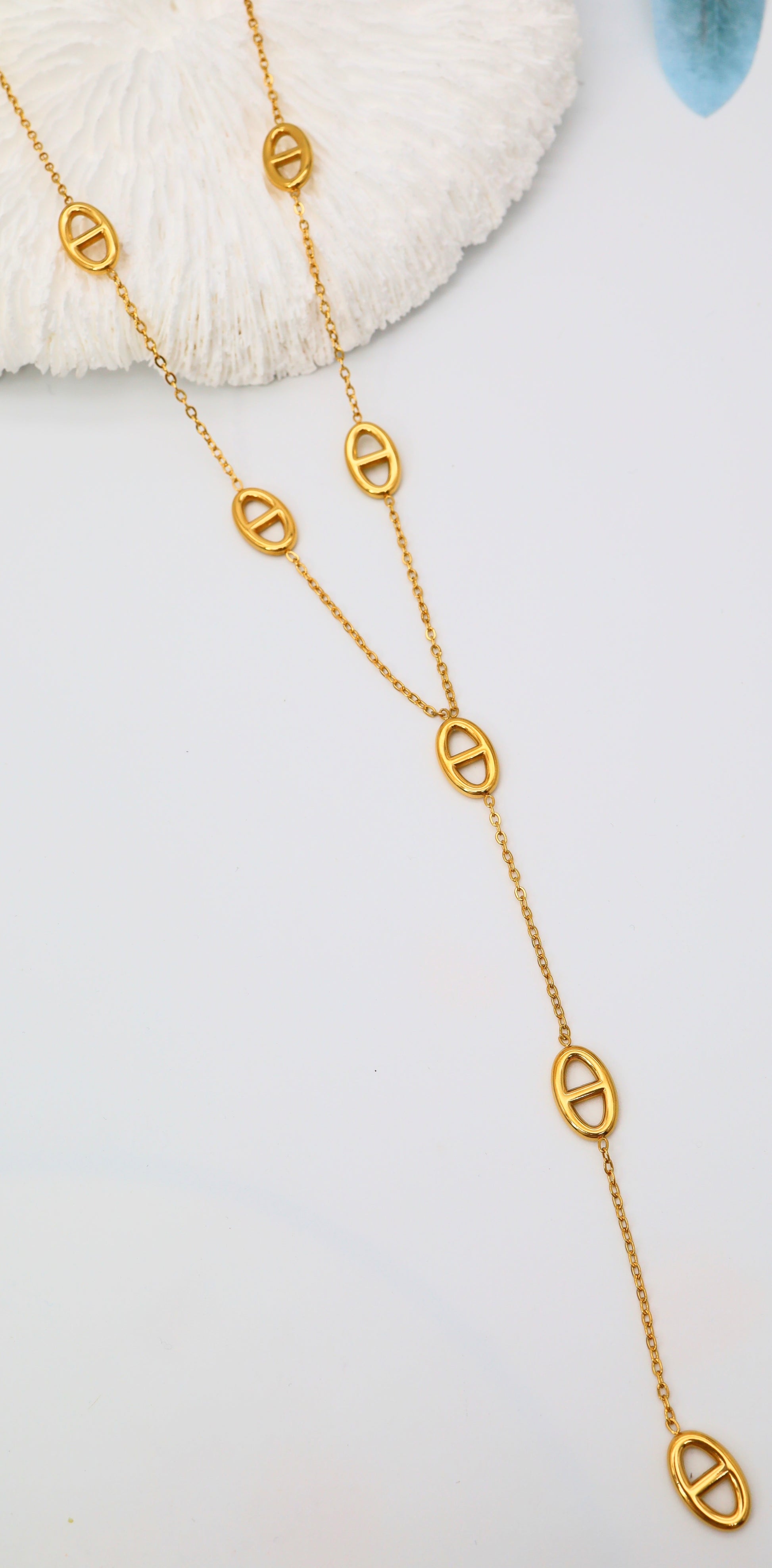 Sautoir Y Doré à Maillons Ovales – Acier Inoxydable