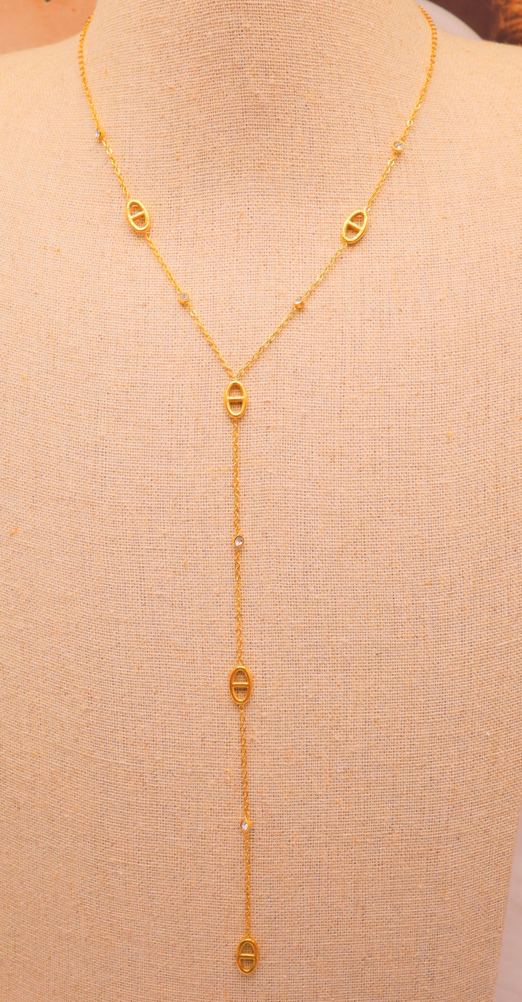 Collier Y avec strass