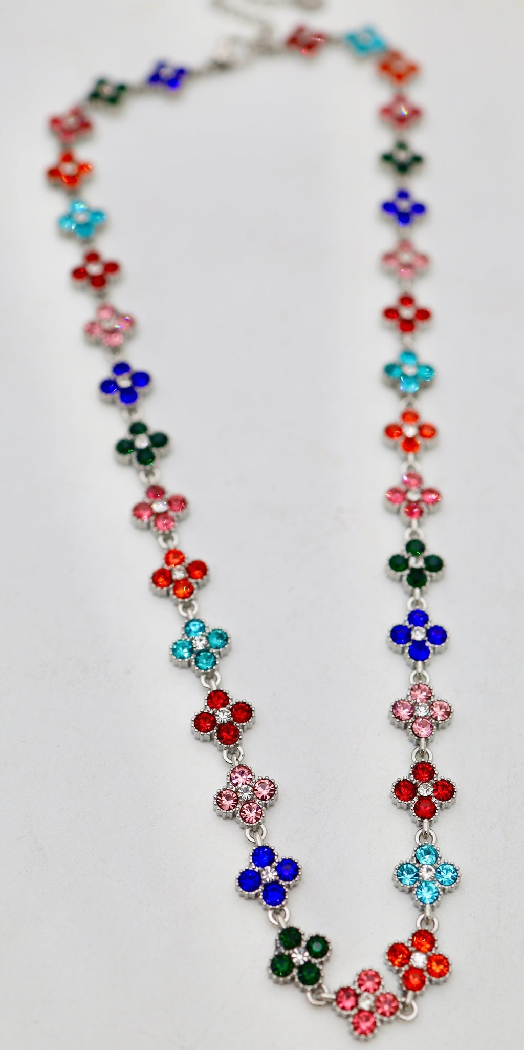 Collier fleurs zircon – Acier inoxydable