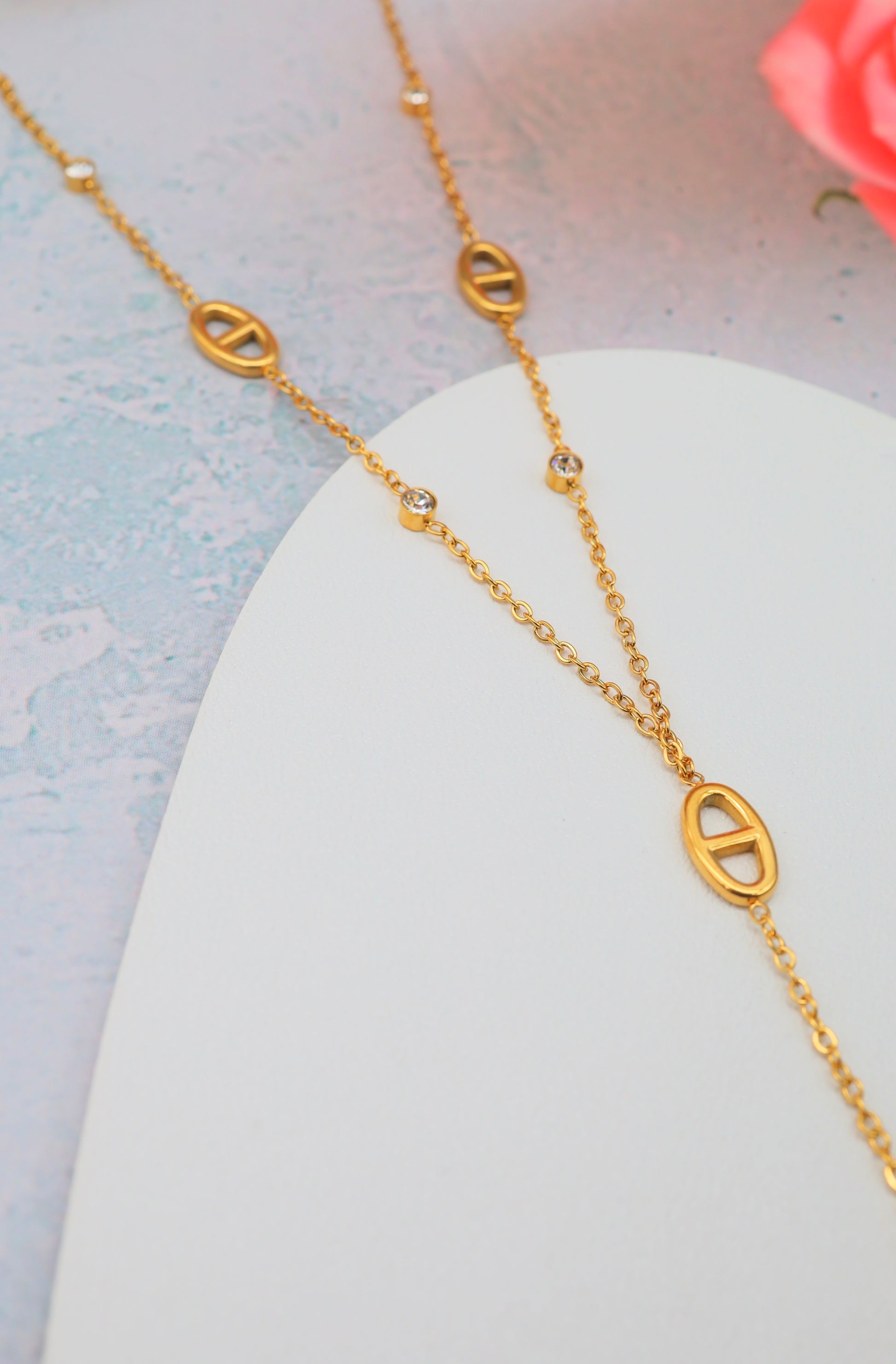 Collier Y avec strass